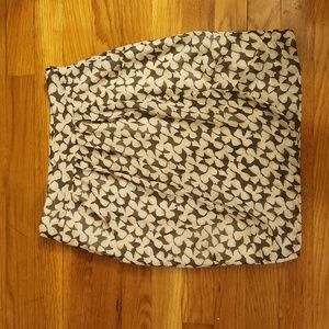 Banana Republic green and white bow print mini skirt size 0